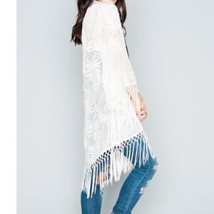 Show Me Your Mumu Metzler Fringe Kimono ~ in Leafy Luxe White